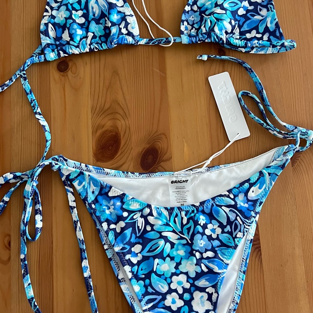 Bright Blue Floral Bikini Set - Picture 1 of 4